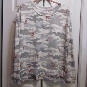 Secret Treasures Soft Gray and Rose Pullover Sz L